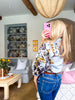 Snapdragon Floral Top-Chambray