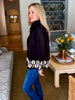Poppy Fields Ricrac Trim Top-Black