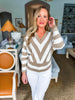 Double Down Striped Sweater- Ivory Taupe