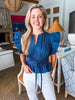 Whirlwind Romance Poplin Top-Navy