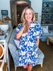 Tropical Villa Mini Dress-Slate Blue