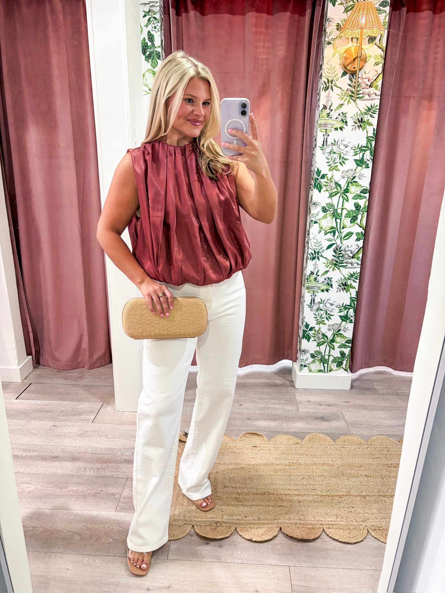 Estelle Pleated Balloon Top-Rust