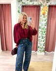 Francesca Puff Sleeve Top-Burgundy