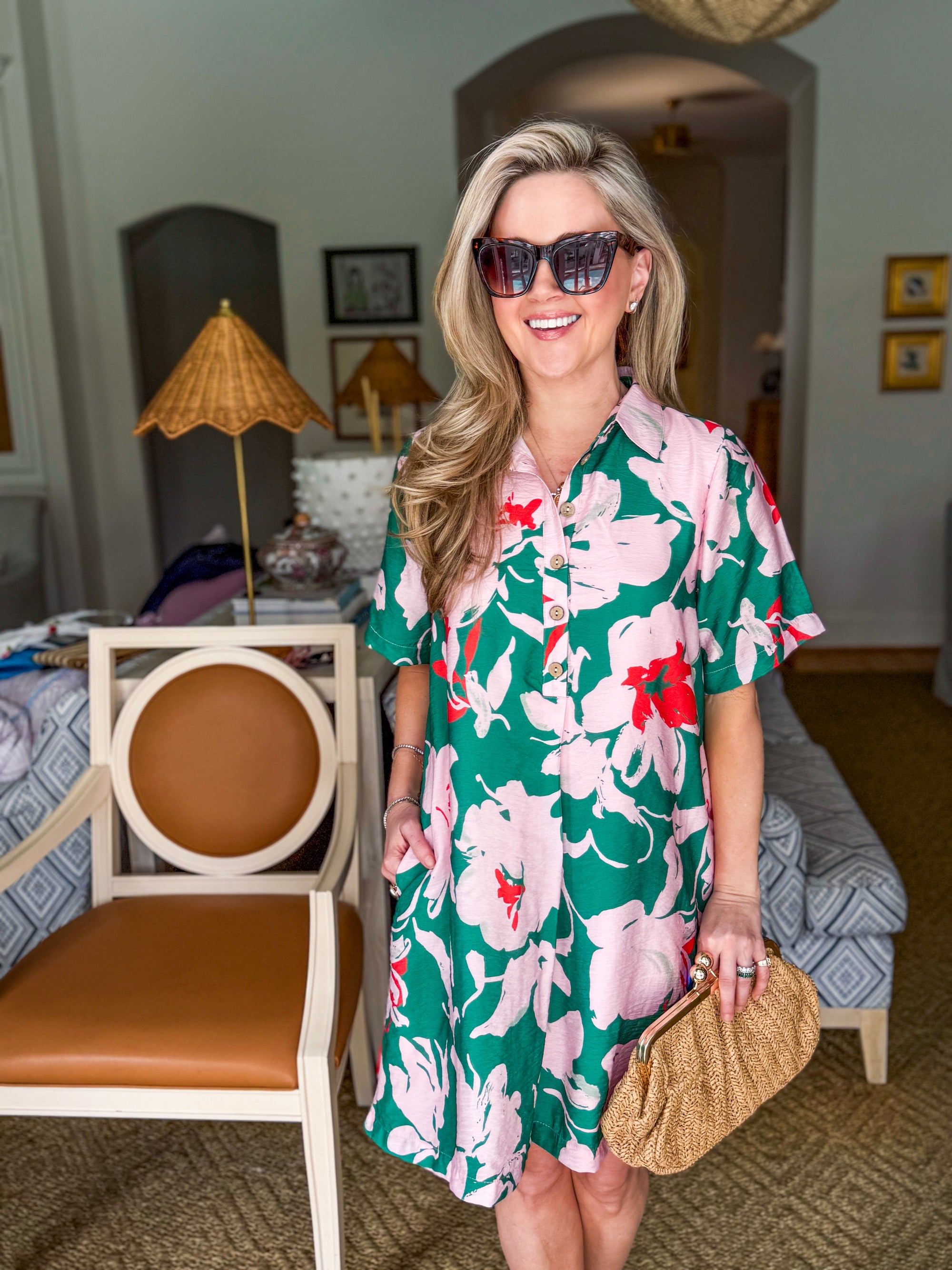 PREORDER: Tropical Paradise Floral Shirt Dress