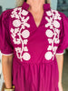 Magic Moment Floral Mini Dress-Burgundy