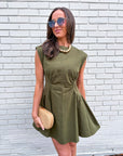 Sweet Afternoons Mini Dress-Olive