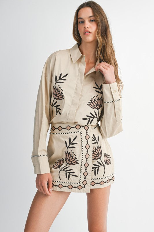 Walk a Mile Embroidered Skirt Set