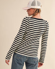 Nantucket Days Ribbed Top-Black/Ivory