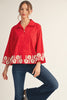 Poppy Fields Ricrac Trim Top-Red