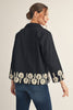 Poppy Fields Ricrac Trim Top-Black