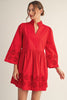 Eyelet Love Mini Dress-Red