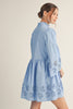 Eyelet Love Mini Dress-Blue