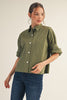 Midtown Chic Button Down Top-Olive