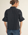 Midtown Chic Button Down Top-Black