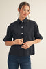 Midtown Chic Button Down Top-Black