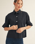 Midtown Chic Button Down Top-Black