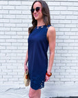 Light of Life Embroidered Dress-Navy
