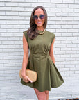 Sweet Afternoons Mini Dress-Olive