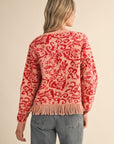 Elegant Approach Fringe Cardigan-Coral Red