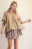 Study in Style Half Zip Top-Taupe