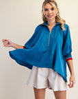 Study in Style Half Zip Top-Teal