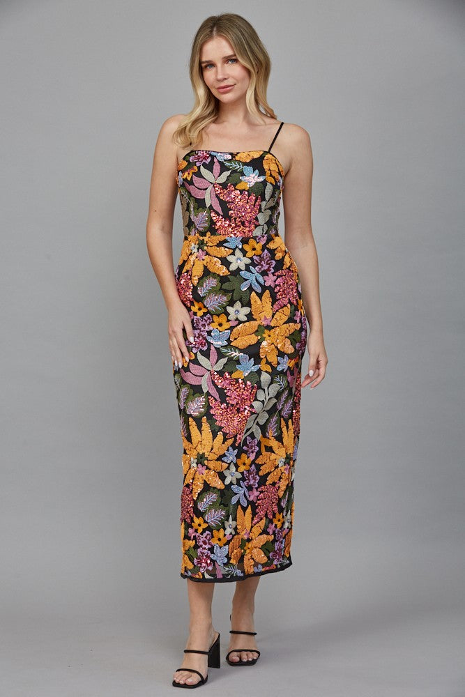Elegant Meadow Sequined Midi Dress