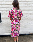 Garden Grace Tie Waist Midi Dress-Pink
