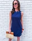 Light of Life Embroidered Dress-Navy