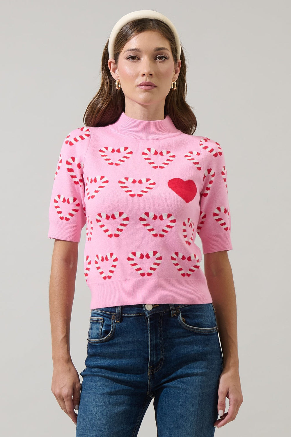 Candy Cane Hearts Sweater