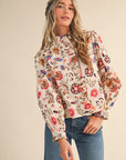 Rustic Romance Floral Top- Cream