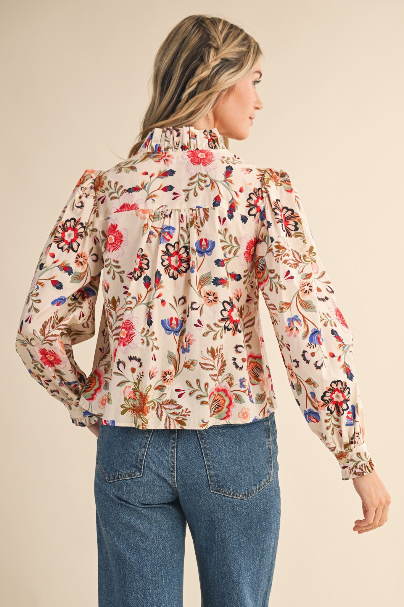 Rustic Romance Floral Top- Cream