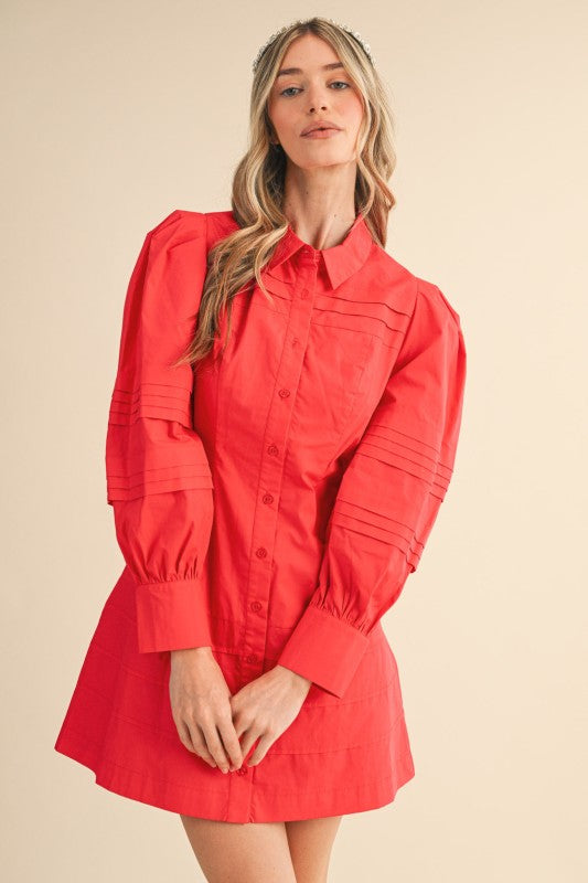 Downtown Outing Mini Dress-Poppy Red