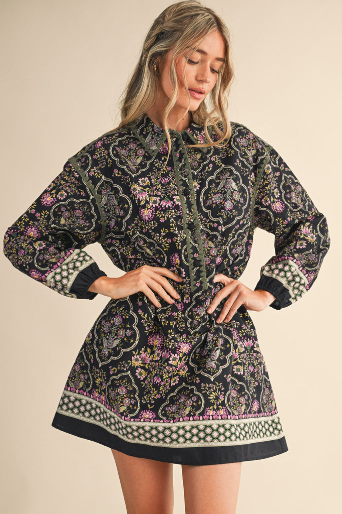 Moonlit Roses Mini Dress