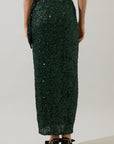 Special in Sequins Wrap Maxi Skirt-Emerald