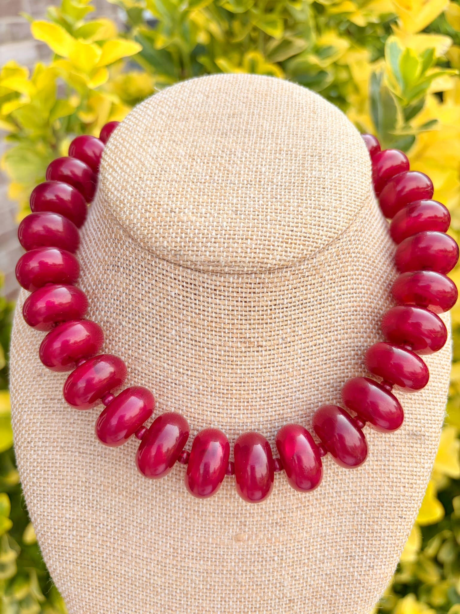 Rory Beaded Necklace-Burgundy