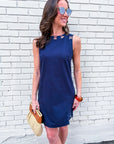 Light of Life Embroidered Dress-Navy