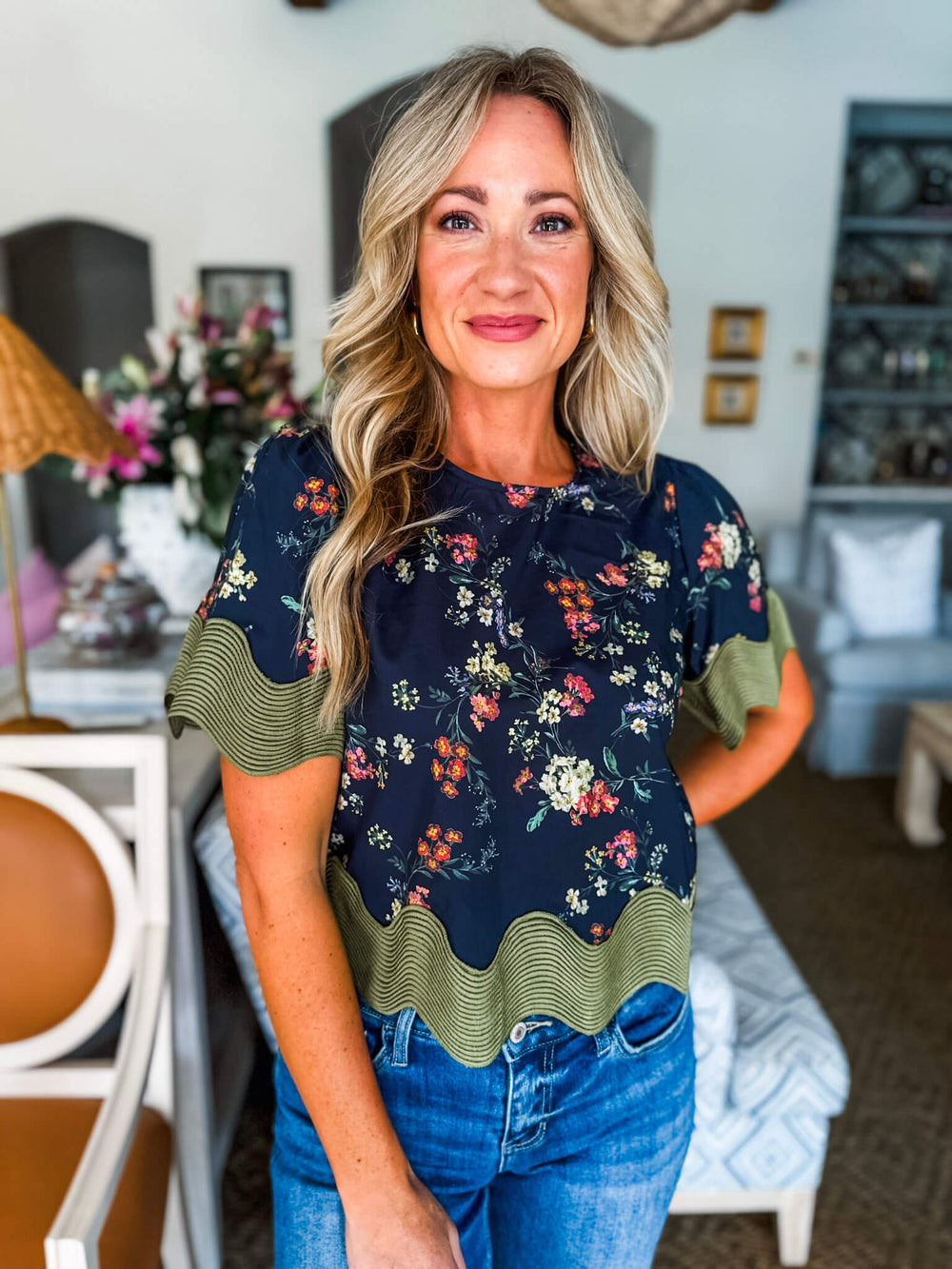 Fancy Florals Top-Black