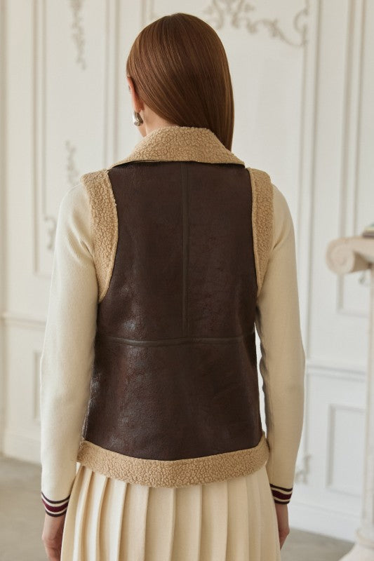 Open Road Faux Shearling Moto Vest