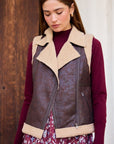 Open Road Faux Shearling Moto Vest