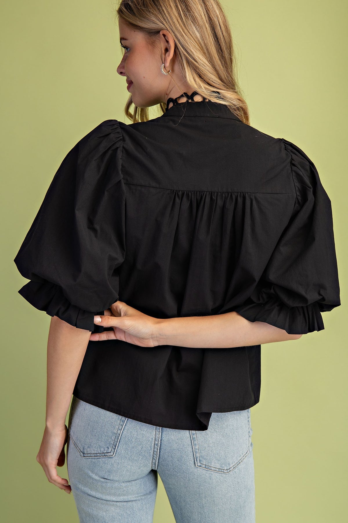 Rosemere Button Down Top-Black