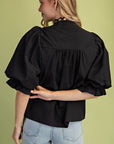 Rosemere Button Down Top-Black