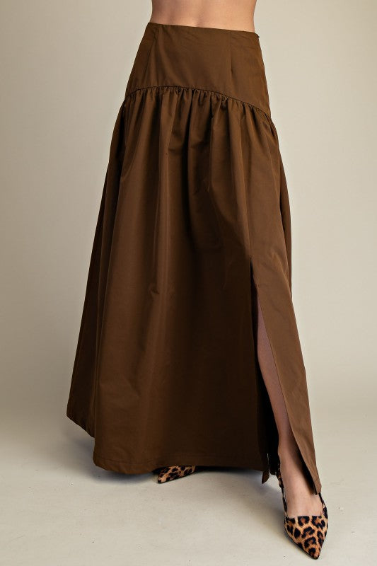 Fit & Flare Maxi Skirt-Mocha