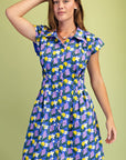 Citron Bloom Dress-Blue