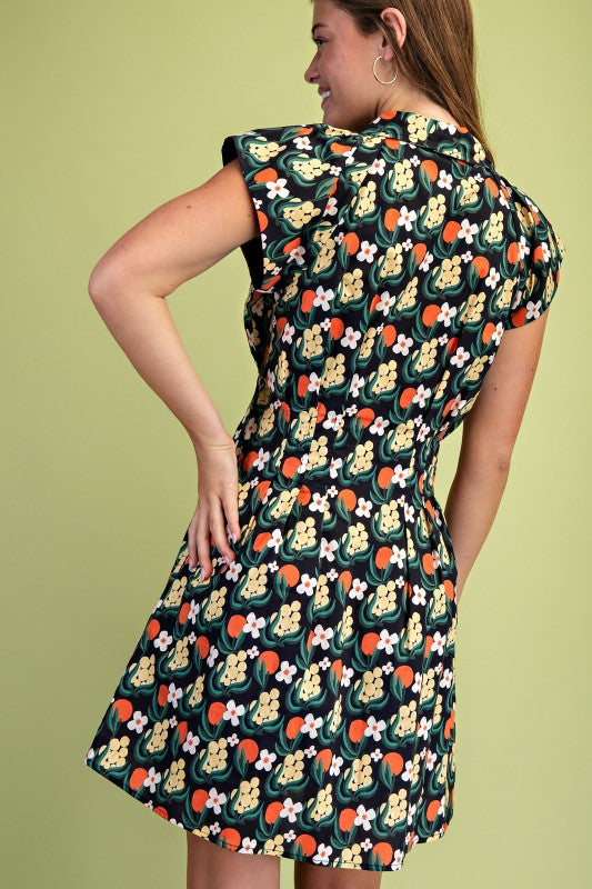 Citron Bloom Dress-Black