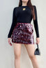 Glam Holiday Sequin Mini Skirt-Burgundy