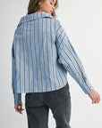 Caught Up Twist Detail Top- Blue Stripe