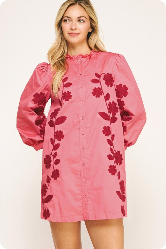 Round Top Rose Mini Dress
