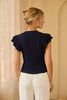 Paris Charm Ruffled Knit Top-Navy