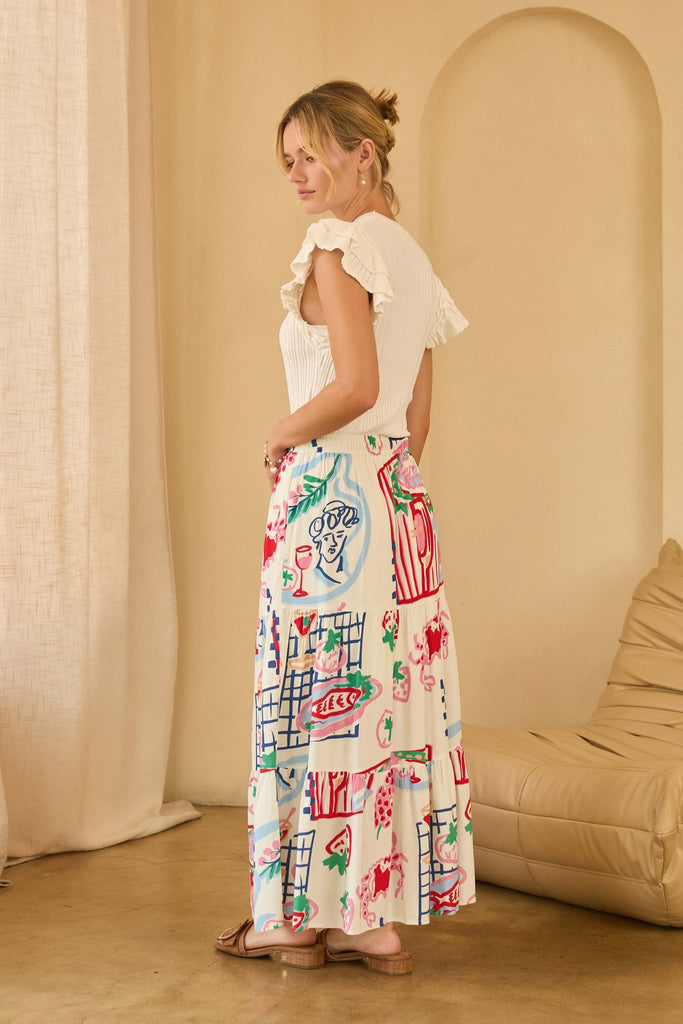 Santorini Season Midi Skirt