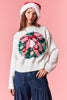 Wreath and Pearl Eyelet Knit Sweater